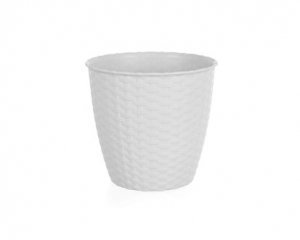VETRO PLUS Květináč RATTAN, 19 cm, bílý